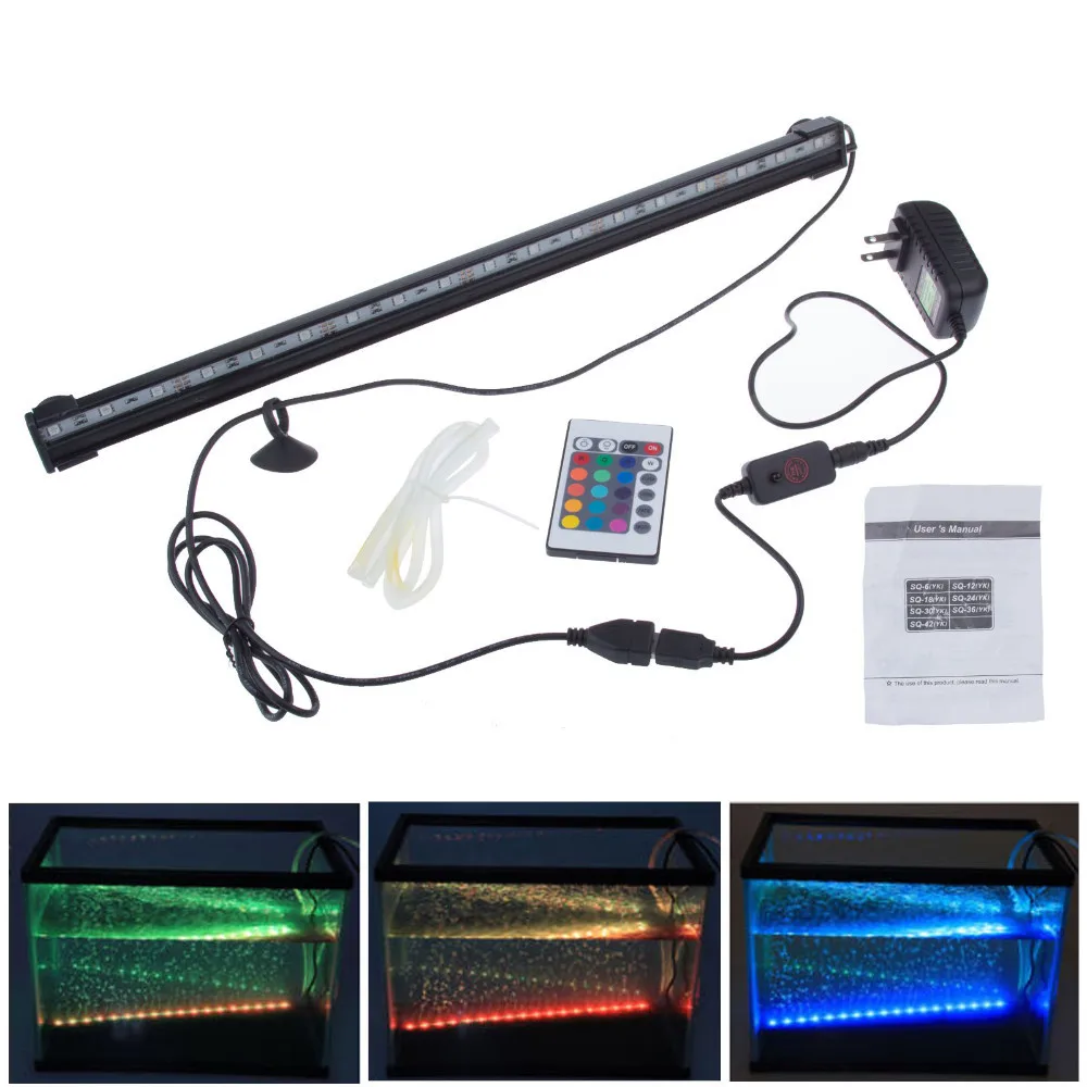 

18" IR Remote Control 18 LEDs 6W RGB Colorfull IP68 Fish Tank Lamp LED Plant Aquarium Lights Underwater Decor Pond Bar Lighting