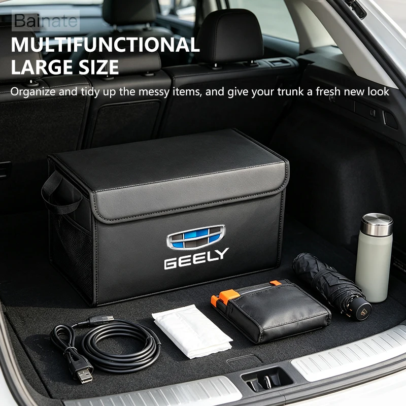 Фото Органайзер для багажника автомобиля, для GEELY GX2 GC2 GC6 CK BINYUE BOYUE Emgrand EMGRAND PU Pickup, кожаная сумка-органайзер для хранения и упорядочивания, аксессуары №4