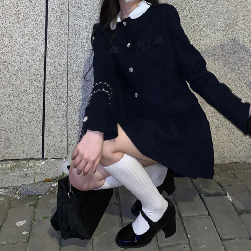 

Женский костюм с юбкой, стильная шерстяная плиссированная юбка с бантом, из двух предметов