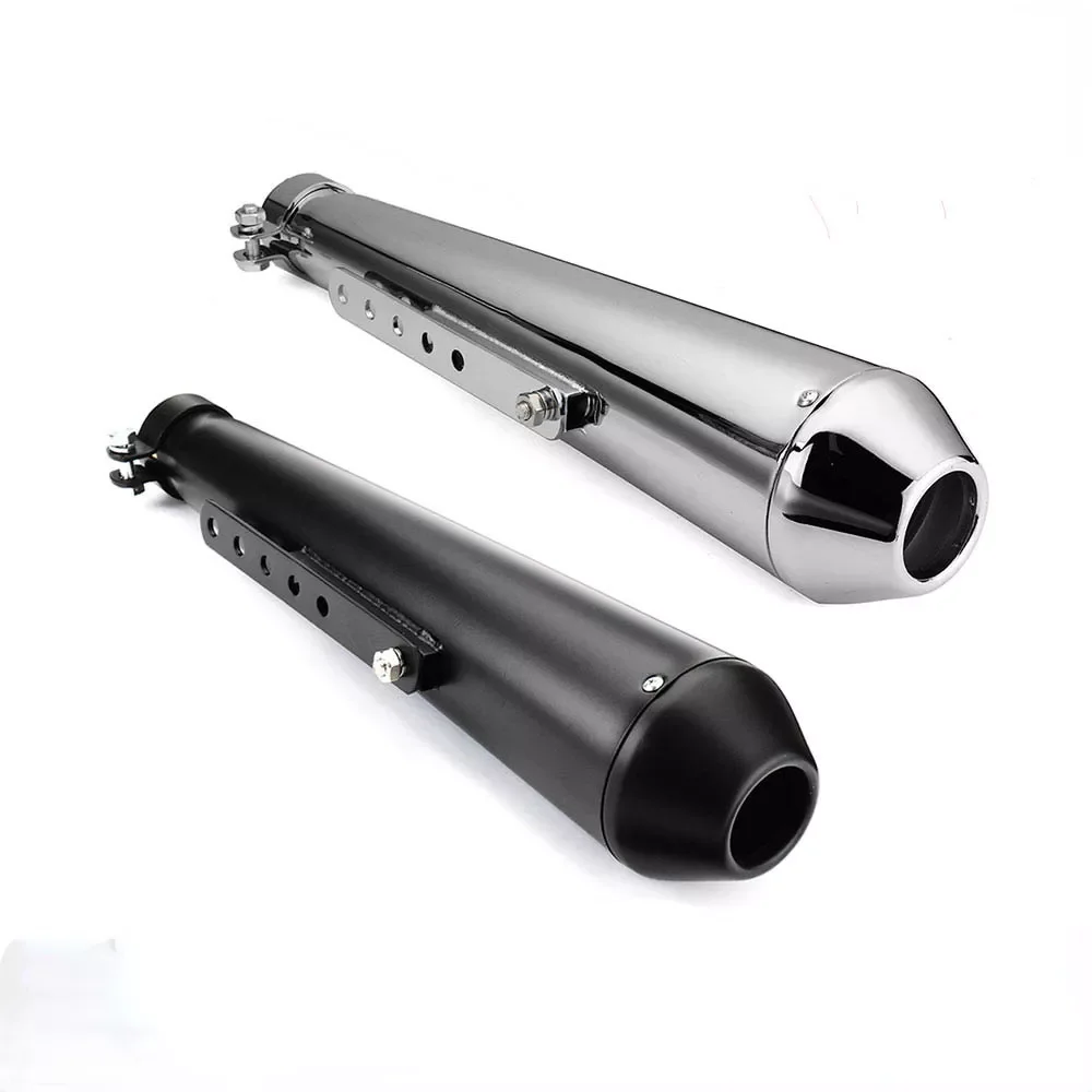 

Cafe Racer Exhaust Pipe with Sliding Bracket Matte Black Silver Exhaust System Muffler Tip Universal