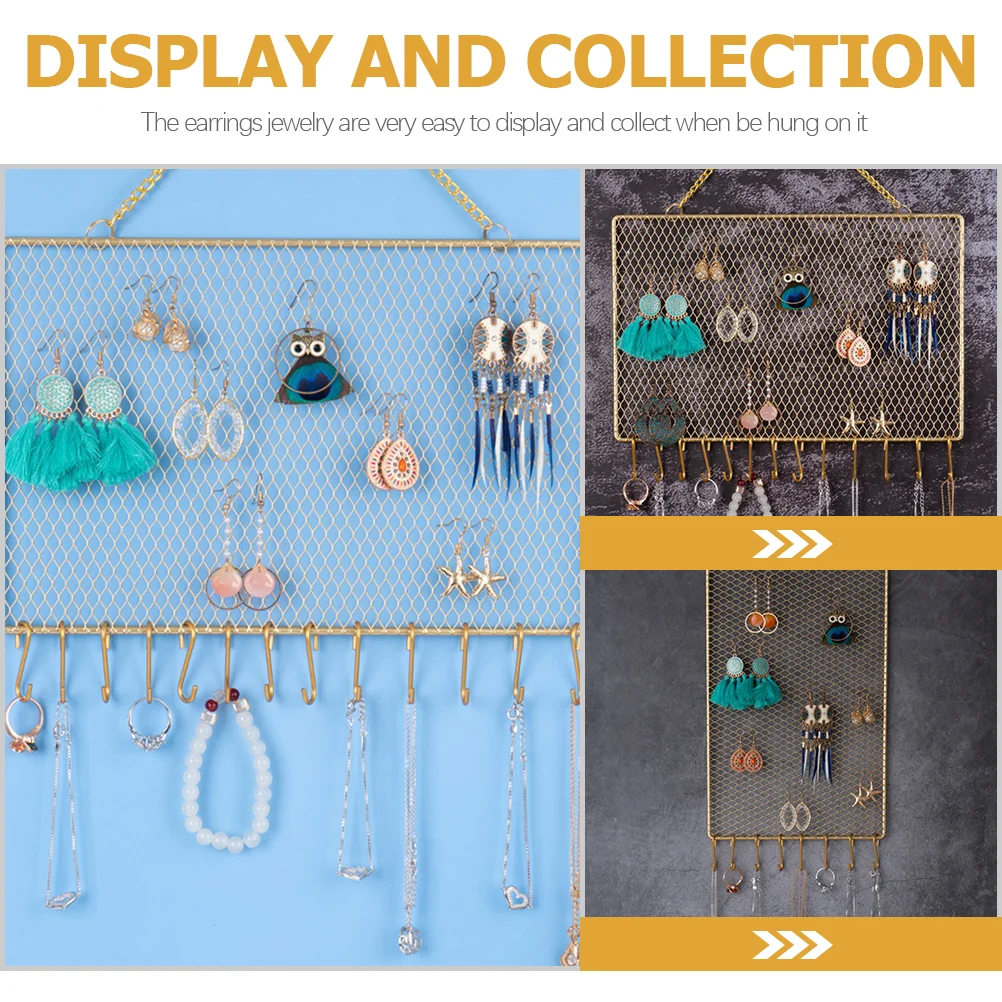 Jewelry Wall Organizer Holder Necklace Earring Rack Display Hanginghooks Holders Hanger Mounted Iron Novelty Countertop Earrings