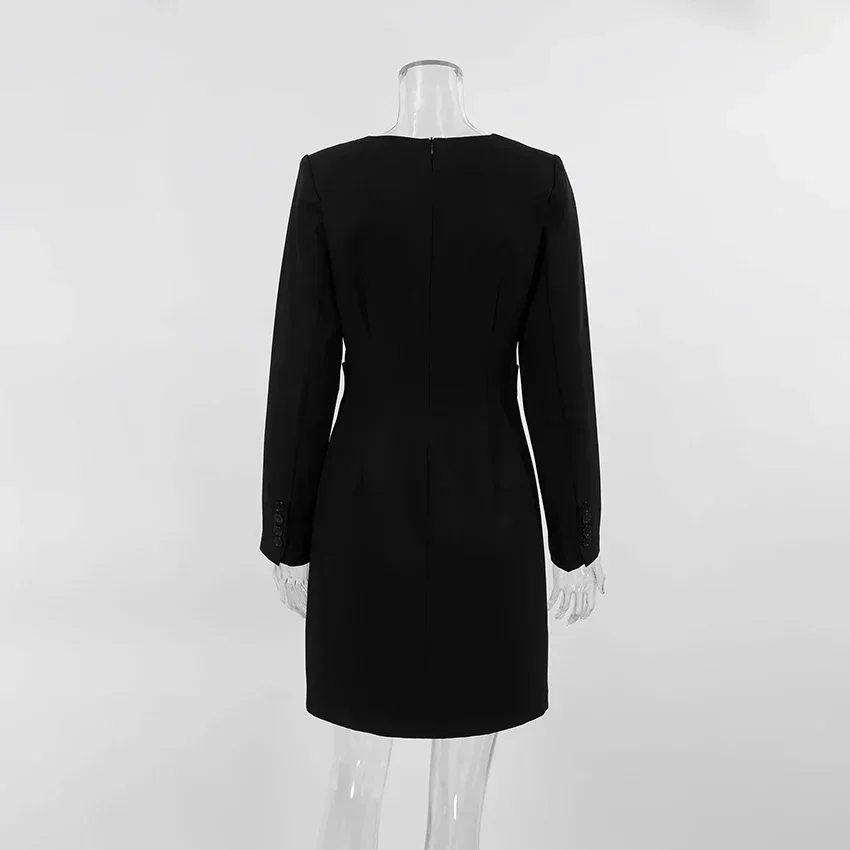 Женское ажурное платье с V-образным вырезом маленькое черное офисное