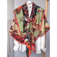 cashmere silk scarf man women tribal style double sided bird animal shawl stole kerchief 135135cm