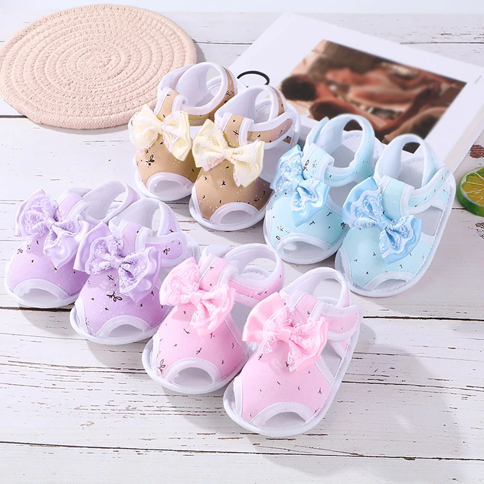 

New Kids Summer Clogs 0-12M Newborn Infant Baby Girl Princess Bowknot Sandal Sneakers Toddler Soft Crib First Walkers zapatillas