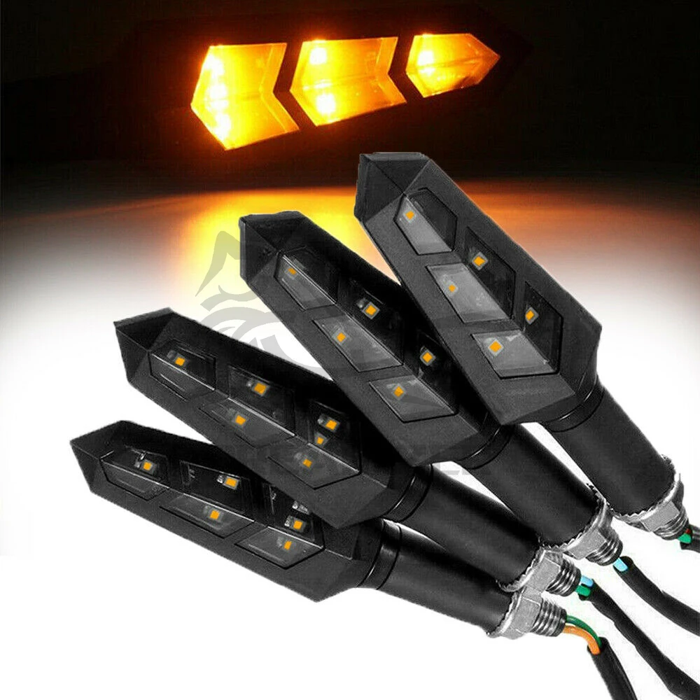 

2/4pcs Motorcycle Water Flowing LED Turn Signals Blinker Lights Built Relay Bendable Tail Flasher Indicator Lamp