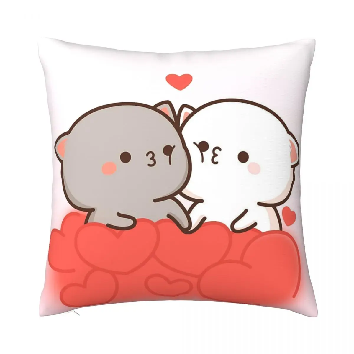 

Peach And Goma Mochi Cat Pillowcase Soft Polyester Cushion Cover Decorative Throw Pillow Case Cover Bed Zippered 40*40cm