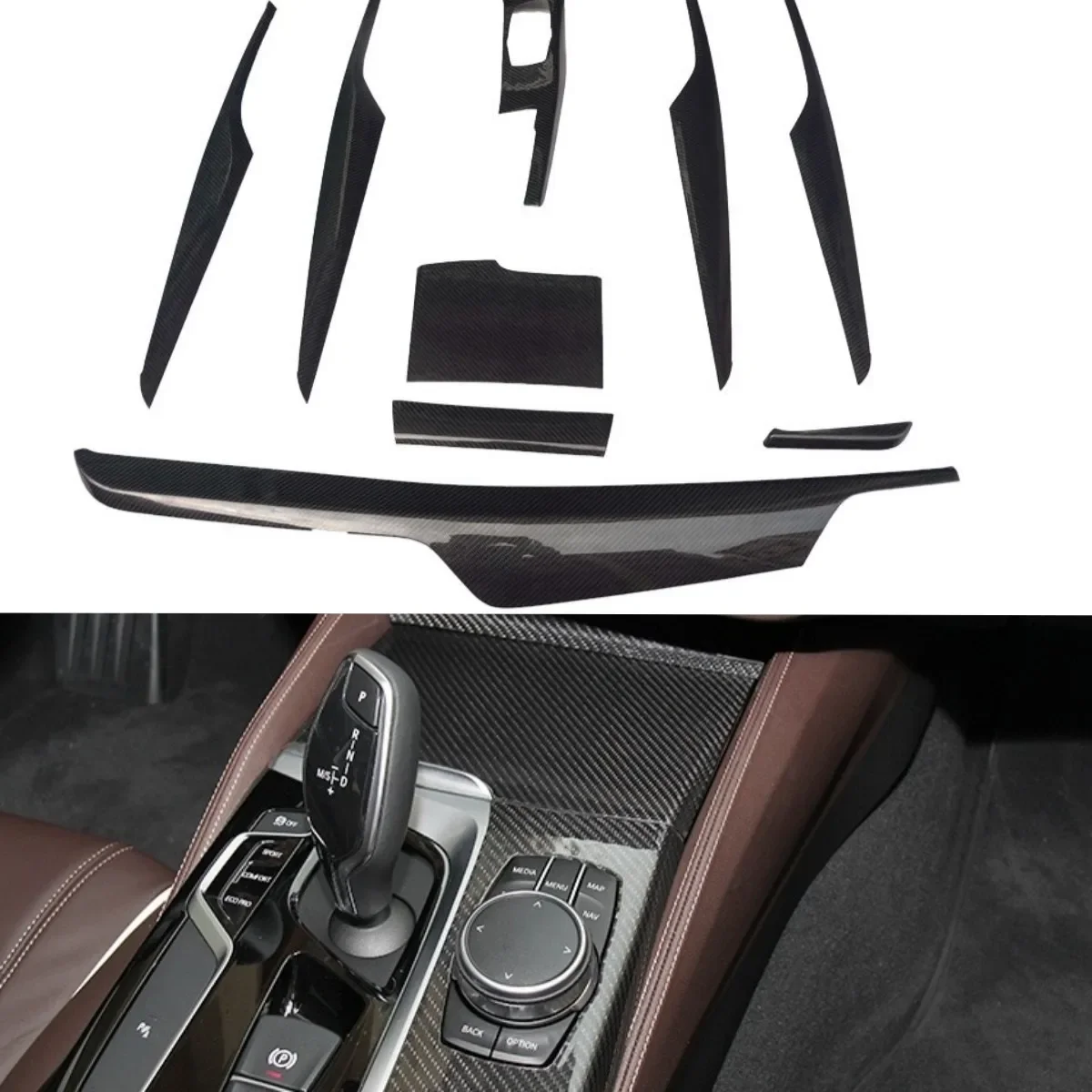 Сухие внутренние чехлы из углеродного волокна для BMW 5 серии G30 с левым рулем
