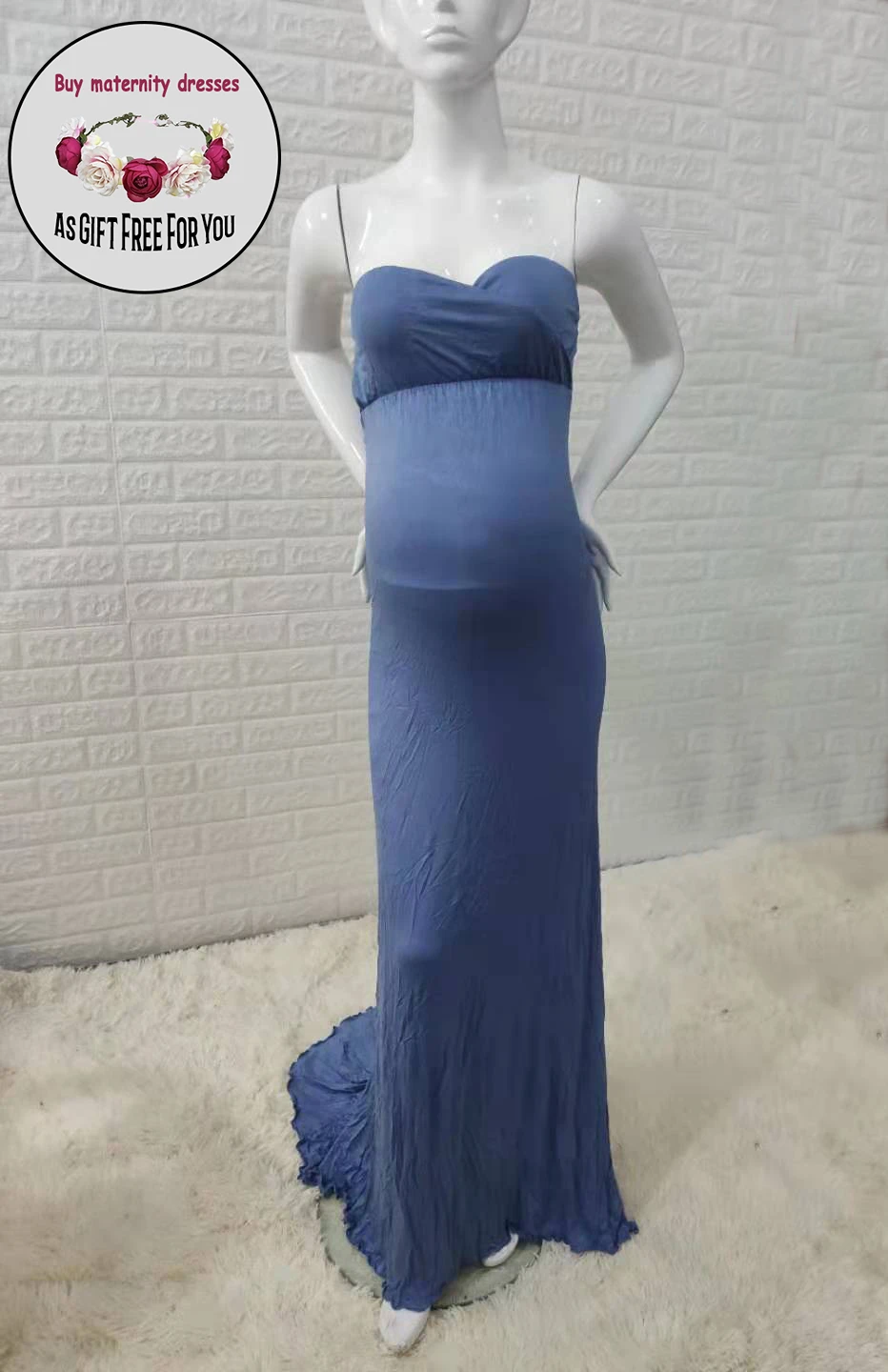 

Women Maternity Dresses for Photography Off Shoulder Sleeveless Deep V-Neck Pregnancy Gown