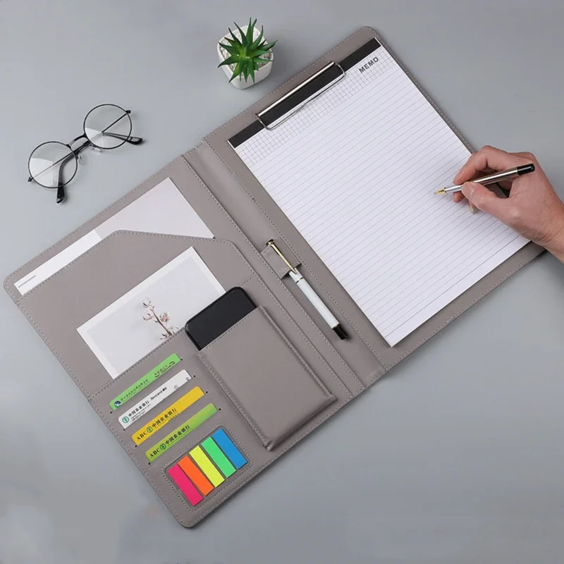

Organizer Manager Vintage Binder Business Pads Case Office Document Business Leather Padfolio Folder File