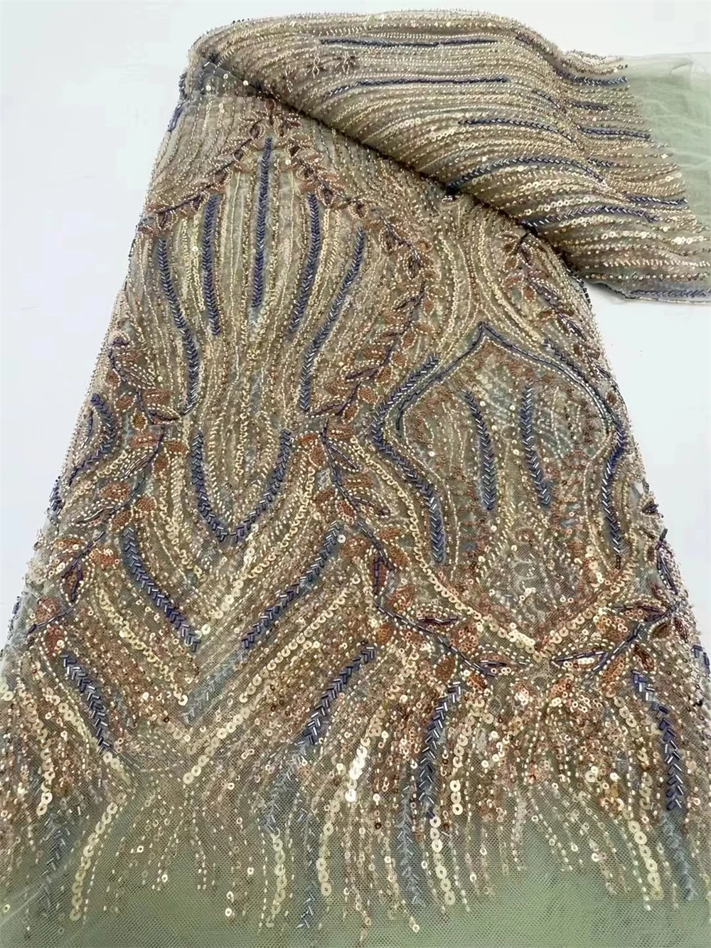 Модная Роскошная африканская кружевная ткань с блестками для жениха высокое