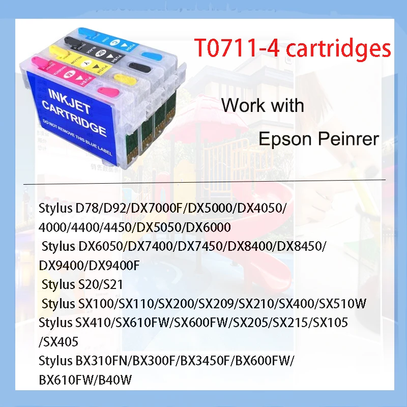 Чернильный картридж T0711 T0712 T0713 T0714 с чипом автосброса для Epson Stylus D78 D92 DX7000F DX5000 DX4050