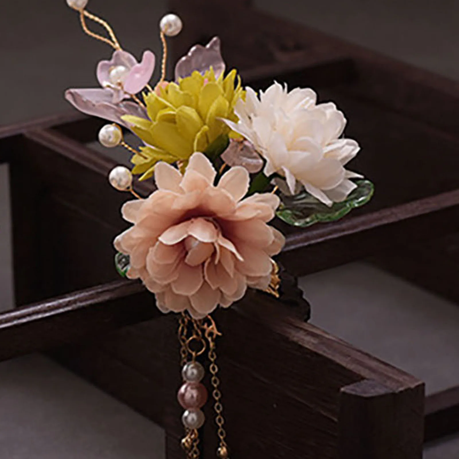 Парные Цветочные заколки для волос нежный цвет устойчивый захват цветок бахрома