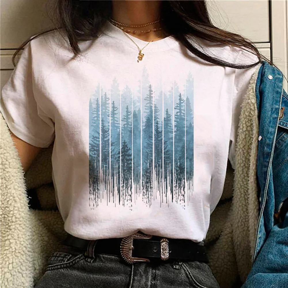 

Grunge Dripping Turquoise Misty Forest top women designer tshirt girl manga y2k anime clothes