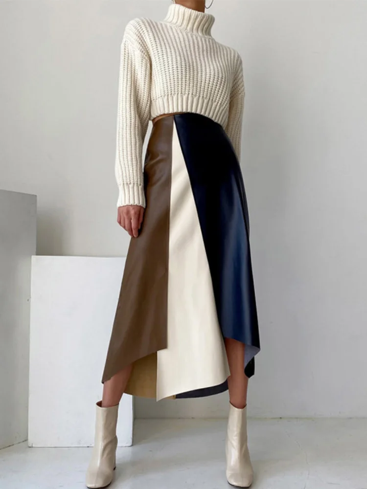 [EWQ] Модный женский простой вязаный свитер + модная юбка осень 2022 новый костюм