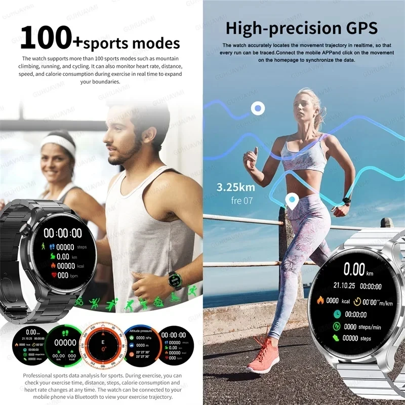 Фото Новые смарт-часы Sapphire 2026 для мужчин: ультра HD AMOLED-экран, GPS, Bluetooth-звонки, NFC, компас, IP68, для бизнеса и фитнеса, совместимость с iOS №5