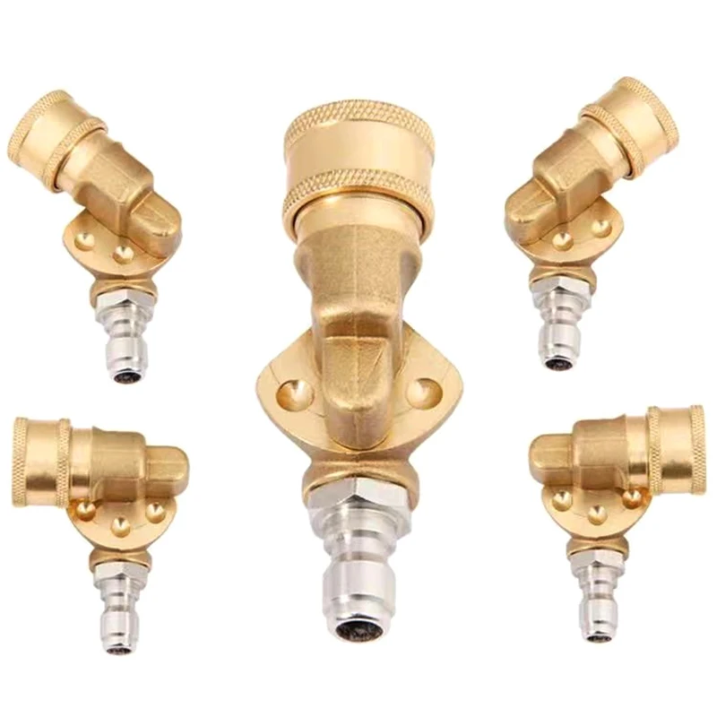 

High Pressure Car Washer 1/4" Quick Connect Rotary Coupler Adjustable Adapter with 5 Spray Nozzles Copper Connection