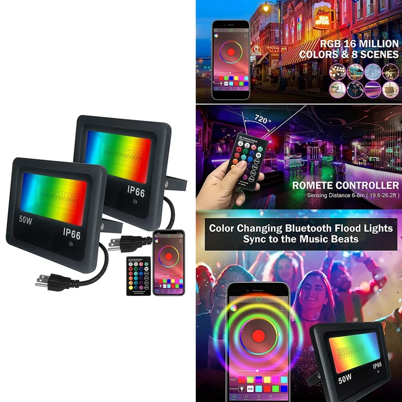 

RGB прожсветильник Тор, умное управление через приложение, 50 Вт, нарусветильник светодиодный прожсветильник Тор с изменением цвета, с дистан...
