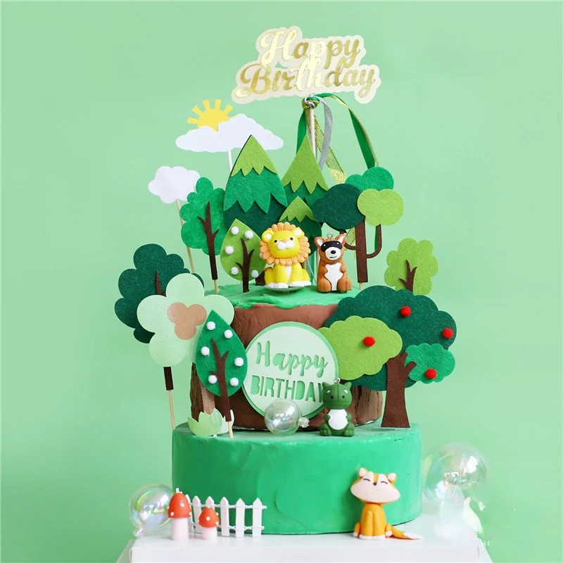 

1pc Animal Cake Topper Safari Jungle Wild Forest Animals Figures Woodland Cupcake Toppers Cake Decoration Birthday Party Favors