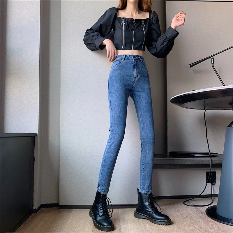 N1496  Ninth pants stretch jeans new high waist pants pencil pants jeans