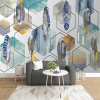 custom photo wallpaper nordic abstract geometric white feather mural living room tv background wall home decor wall painting