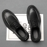 men business casual leather shoes men brogue shoes genuine leather pointed toe solid color enhanced breathable men oxford shoes
