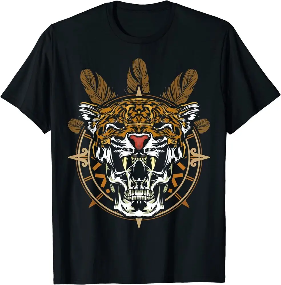 

Aztec Warrior Jaguar Death Skull Native Headdress Mexican T-Shirt