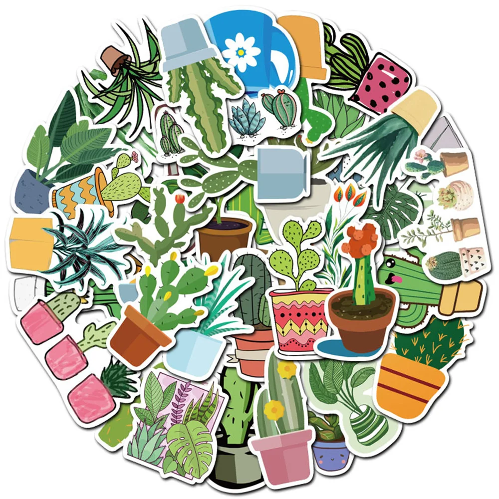 

10/30/50PCS Green Plant Cartoon Graffiti Waterproof Sticker Personalized Creative Decoration Trend Skateboard CupGuitarWholesale
