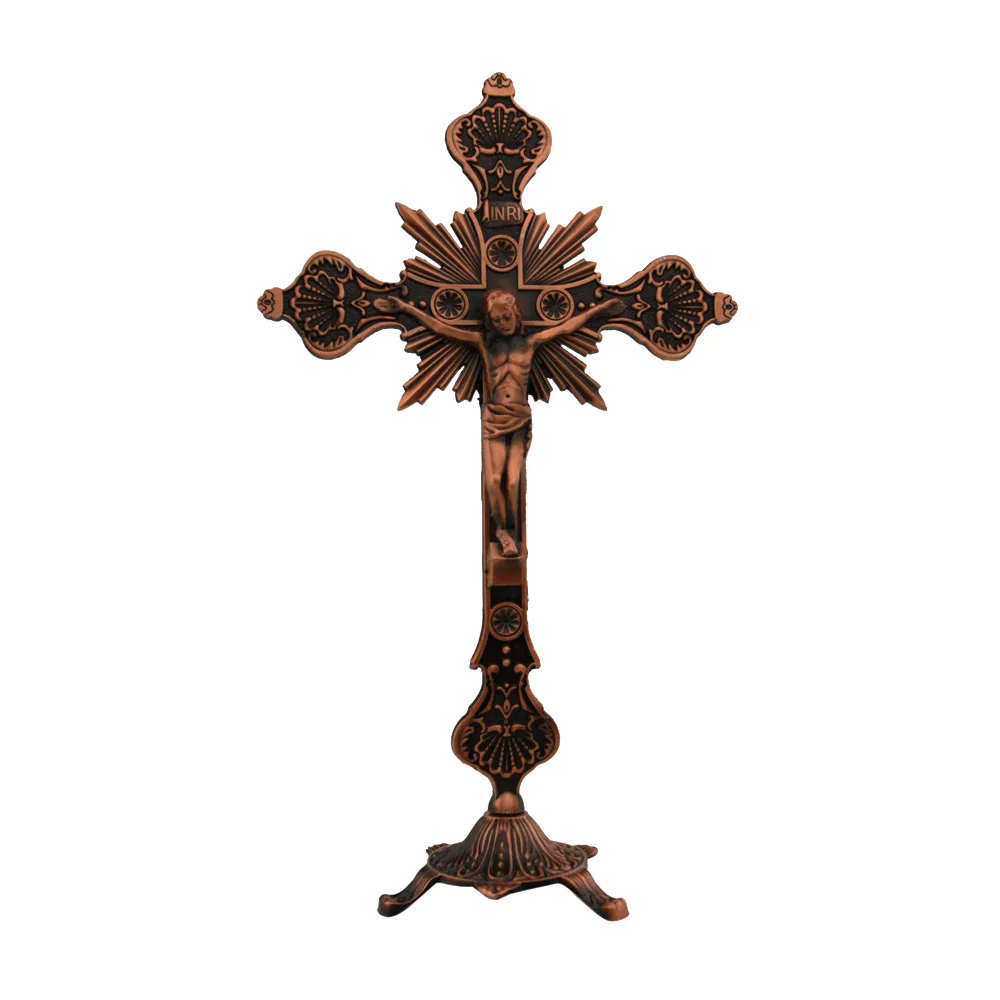 

Zinc alloy cross, crucifixion Christian ornaments, electroplated metal, retro religious crafts