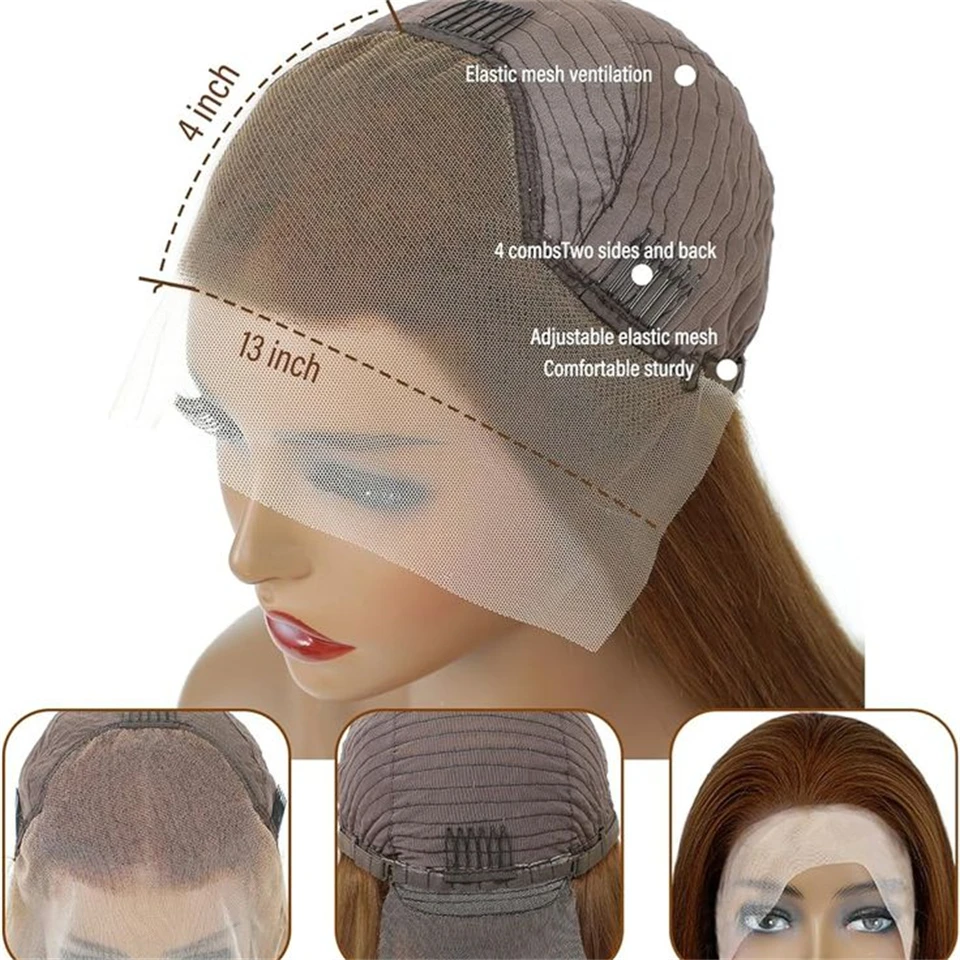 Шоколадно-коричневые прямые парики фронта шнурка Парик человеческих волос