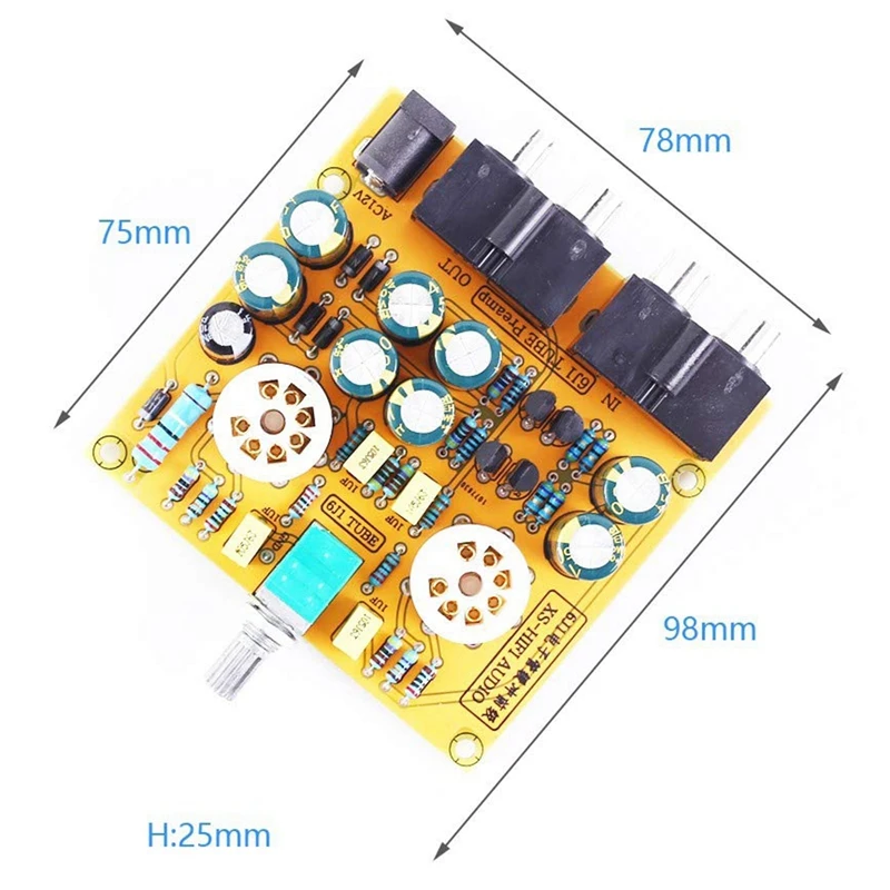 6J1 Tube Amplifiers Board Pre-Amp Amplifier Audio Hifi Channel Class A Volume Control