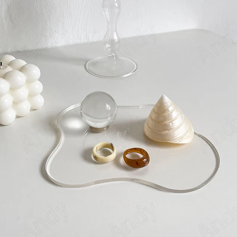 Modern Acrylic Tray Minimalist Art Bedroom Jewelry Organizer Afternoon Tea Desktop Irregular Dessert Trays Home Decoration