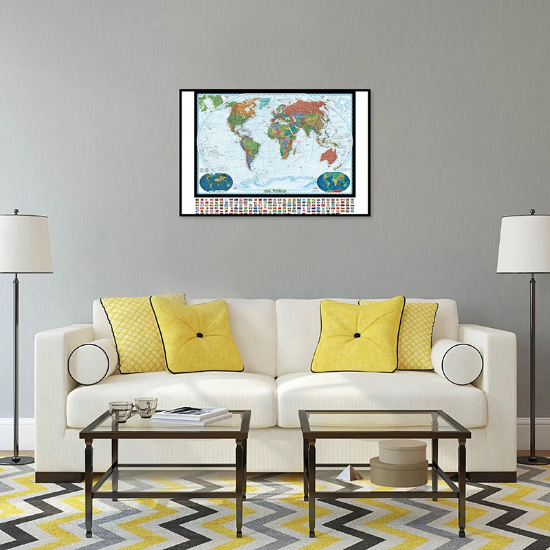 

The World Map 59*42cm Wall Posters and Prints Non-woven Canvas Paintings Living Room Home Decoration Children School Supplies