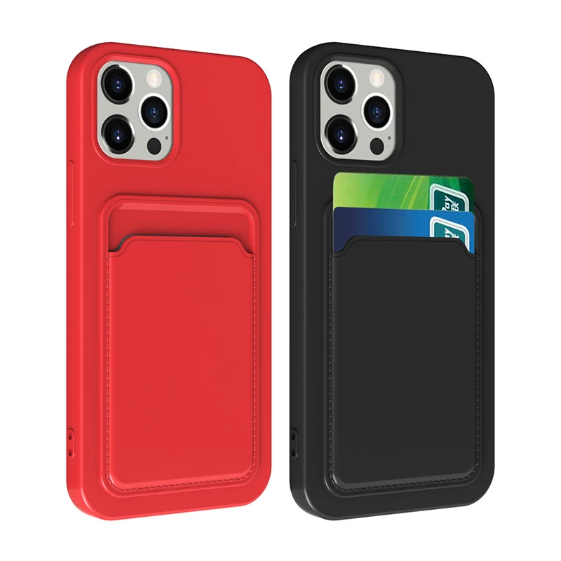 

Custodia porta carte di credito per iPhone 12 13 Pro Max 11 7 8 Plus X XR XS SE custodia protettiva in Silicone colore cara