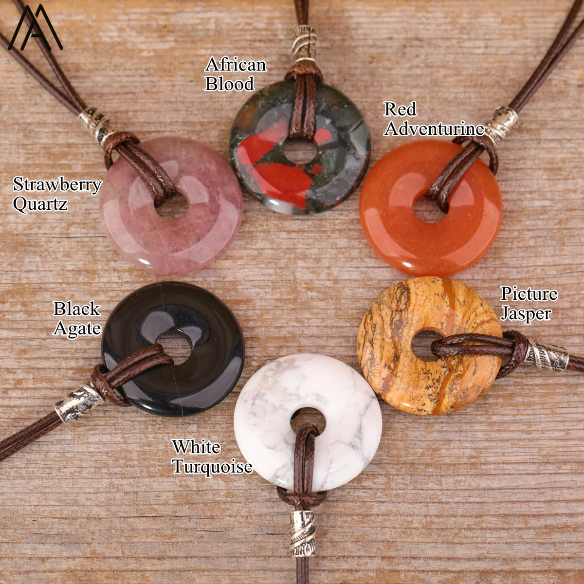 Женское ожерелье с кулоном из натурального аметиста и Тигрового Глаза