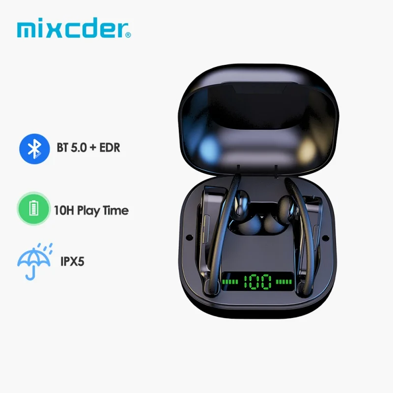 

Беспроводные наушники Mixcder T2 TWS, водонепроницаемые Ipx6 наушники-вкладыши Bluetooth 5,0, спортивные наушники с микрофоном, время воспроизведения 50 часов