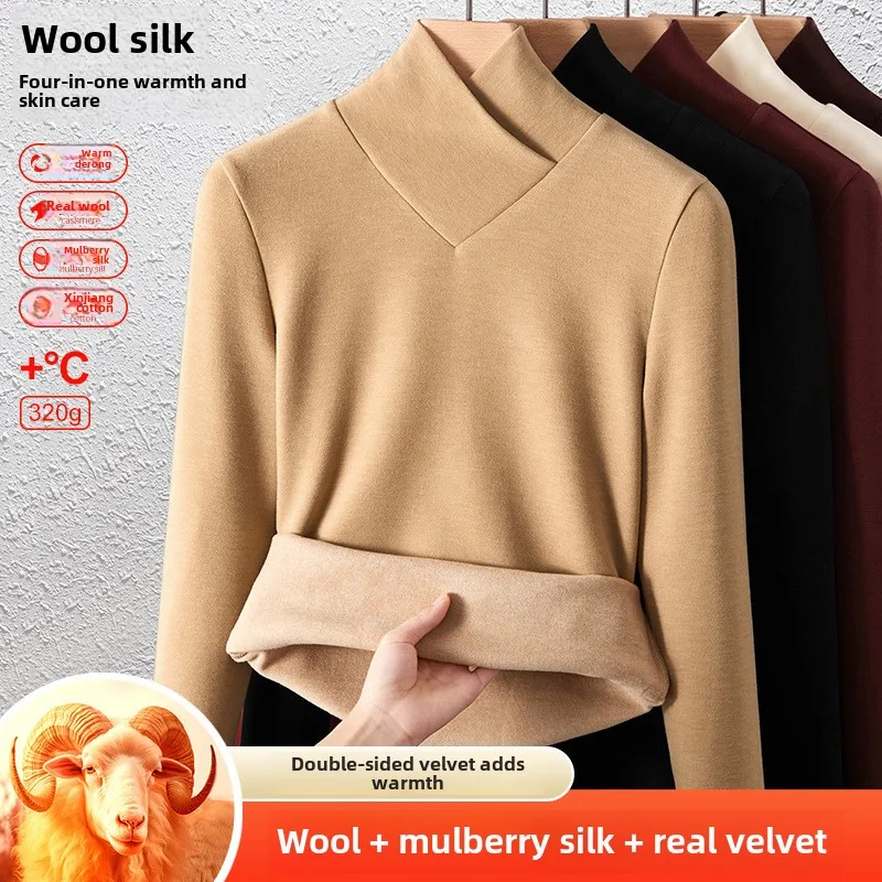 Ankela красный шелковый шерстяной базовый свитер женская внутренняя одежда