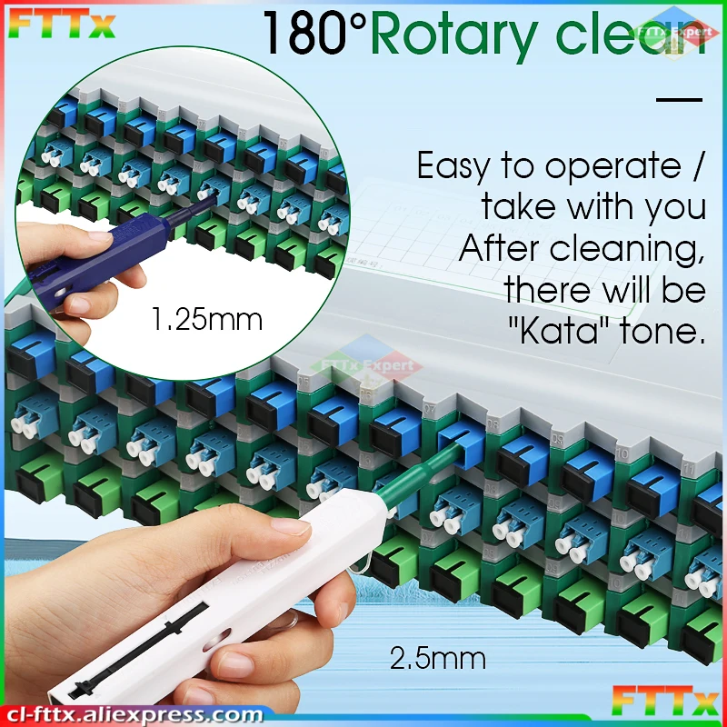 5pcs Fiber Optic Cleaner Pen 2.5mm For Lc Mu / 1.25mm For Sc Fc St Connector Optical Smart Cleaning Tool