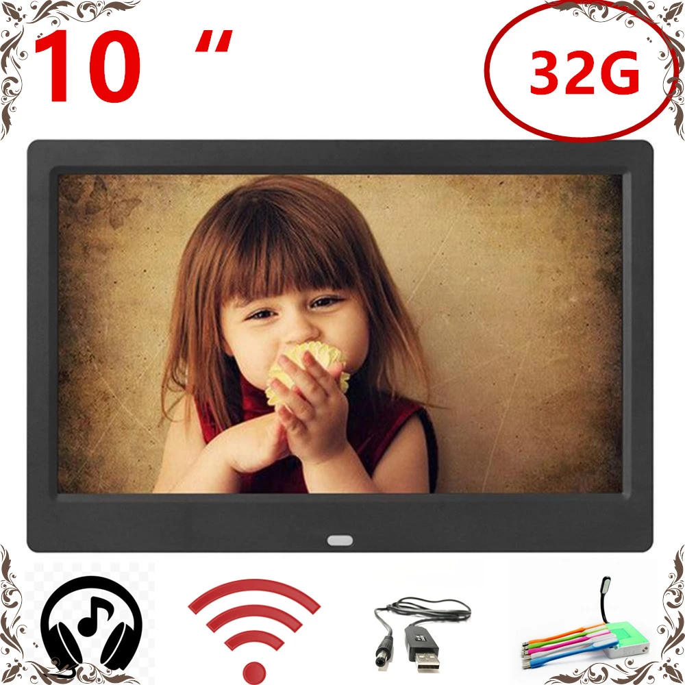 New 10 inch Screen LED Backlight HD 1024*600 Digital Photo Frame Electronic Album Picture Music Movie Full Function Good Gift