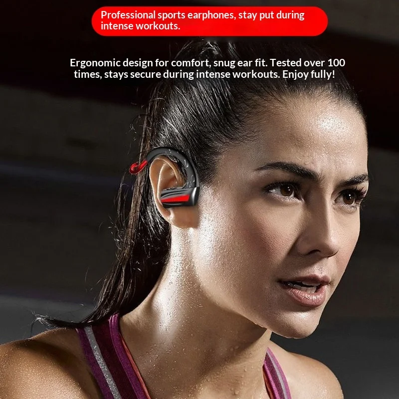 Фото Спортивные беспроводные Bluetooth-наушники Aovox, 16 г, со встроенной памятью, MP3-плеером, интегрированным креплением на ухо, водонепроницаемые, защищенные от пота, для бега №3
