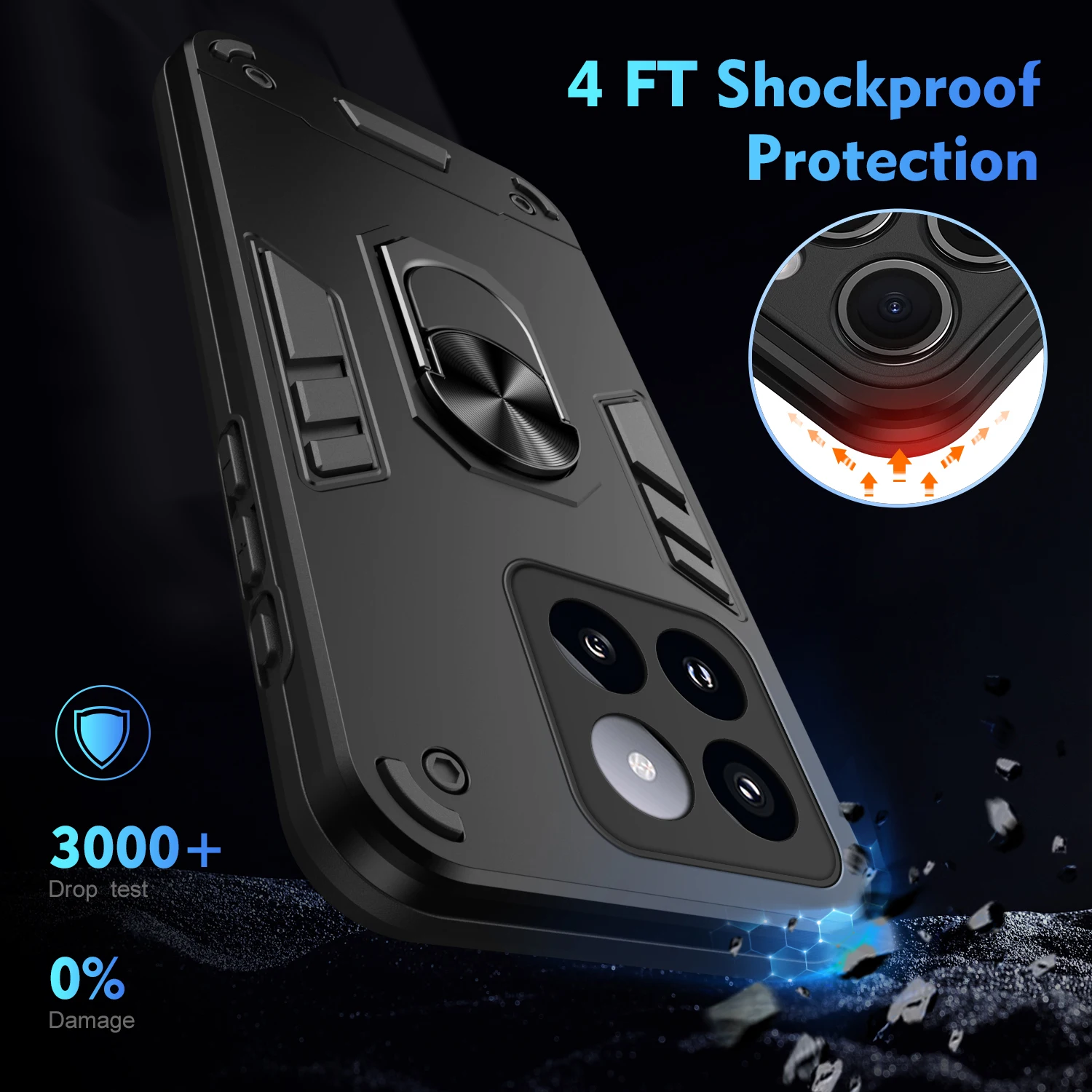 Бронированный чехол для Xiaomi 14 Pro 14Pro автомобильный Магнитный кольцевой держатель