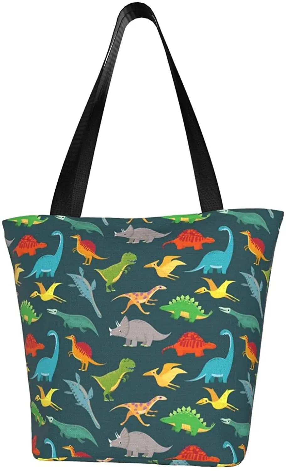 

Cute Kids Dinosaurs Reusable Tote Bag Women Large Casual Handbag Shoulder Bags for Shopping Groceries Travel Outdoors