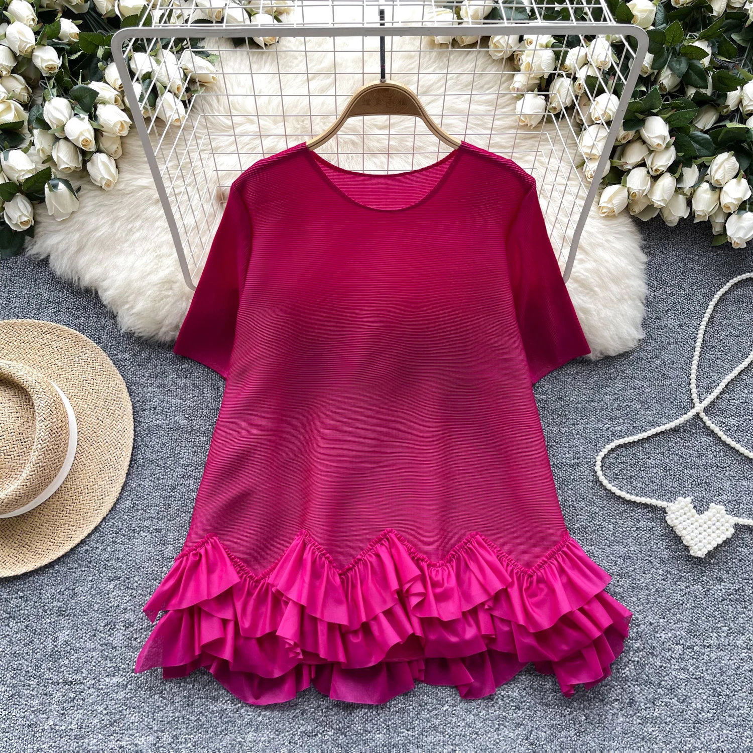 Шикарная Элегантная Лоскутная футболка с коротким рукавом и круглым вырезом