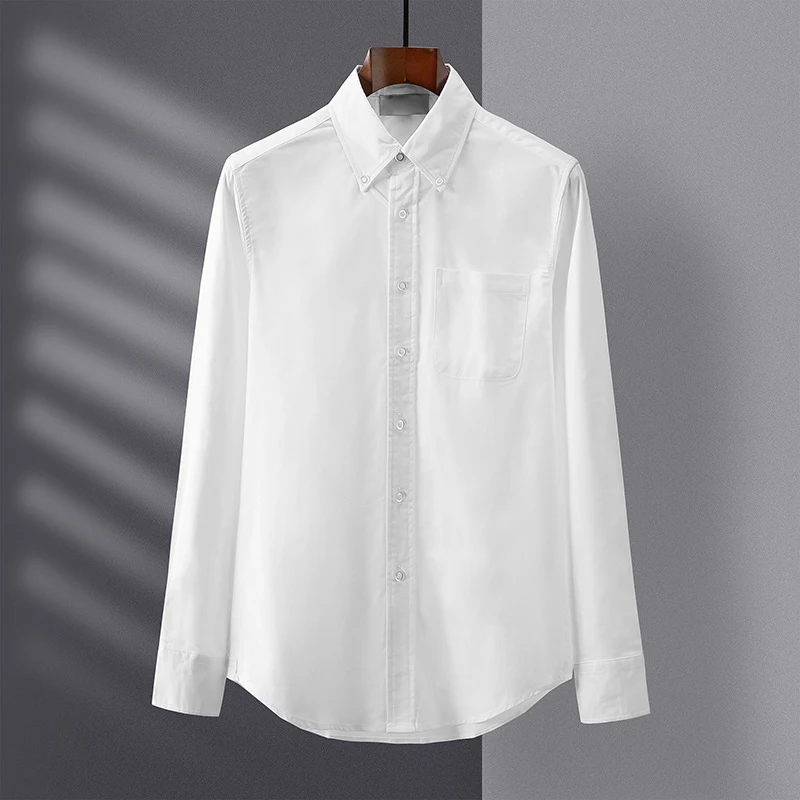 

TB THOM Shirt Spring Autunm Fashion Brand Men's Shirt Casual Cotton Oxford Vertical Sleeve Stripes Tops Casual Formal TB Shirt