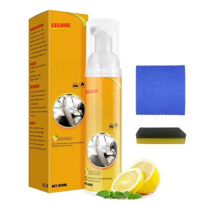 

Cleaning Foam For Car Car Interior Bubble Foam Spray Powerful Stain Removal Kit For Ceiling Leather Seat Lemon Flavor Effectivel