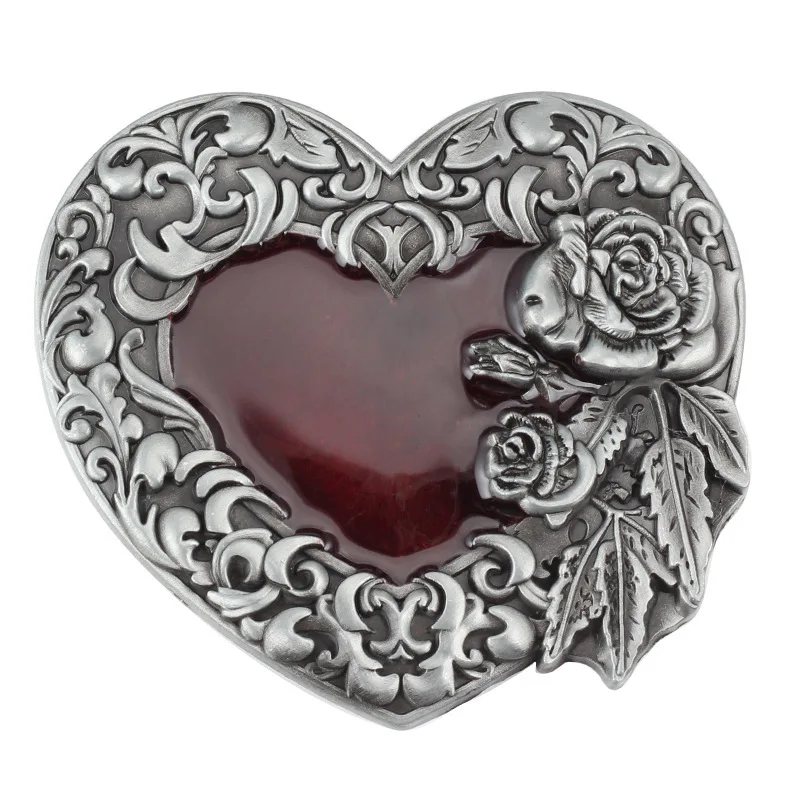 Hebilla de cinturón para mujer, Estilo Vintage, patrón de Palacio, rosas y corazones rojos