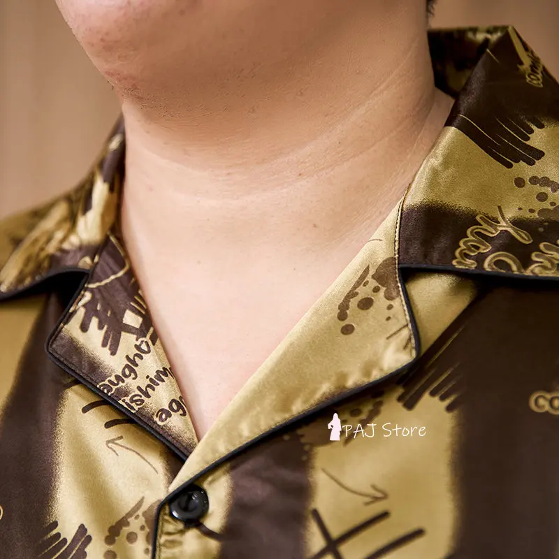 Pajamas Mans Silk  Plus Size man Pajama set 7XL Sleepwear Short Sleeved Homewear Leisure Nightwear Loyal Pjs Men Home Clothing