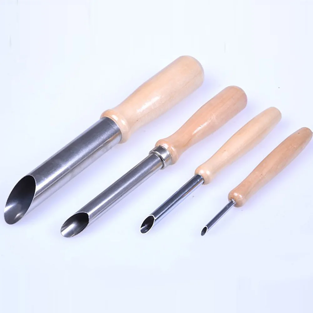 

4pcs Assorted Compact Pottery DIY Hole Cutter Set Sculpting Tool Stainless Steel Clay Sculpture Ceramic Carving Round Drilling