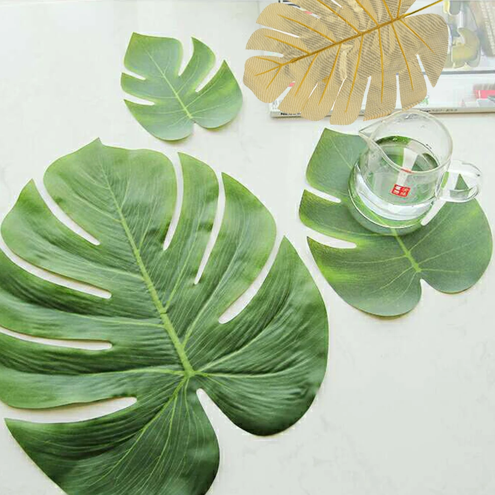 60pcs artificial tropical palm leaves hawaiian luau party summer jungle theme party decoration wedding birthday home table decor free global shipping