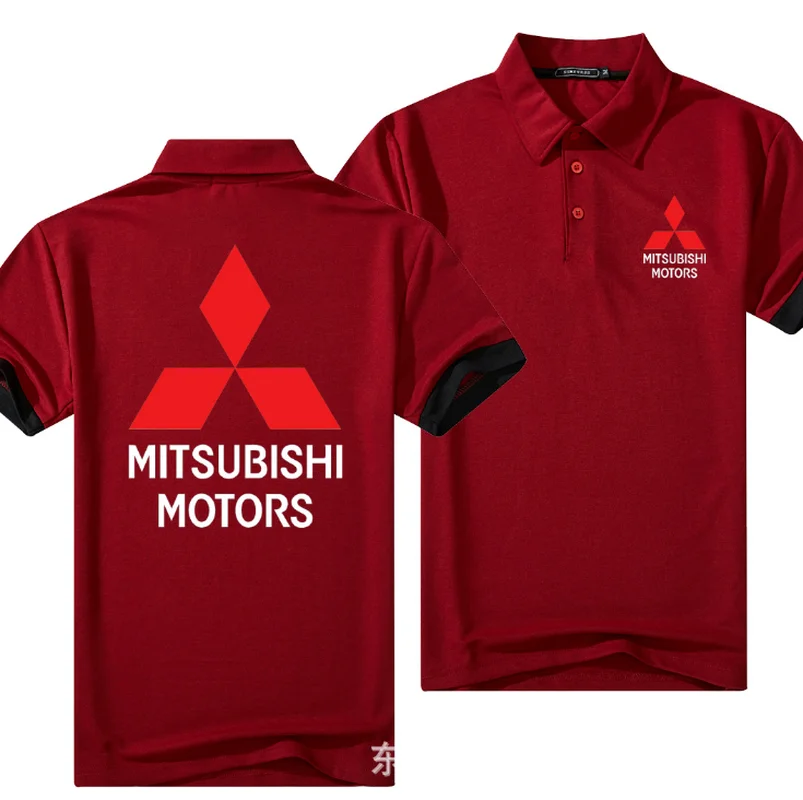 

Брендовая рубашка-поло Mitsubishi, мужские хлопковые футболки с короткими рукавами, мужская повседневная Летняя дышащая Однотонная рубашка-пол...