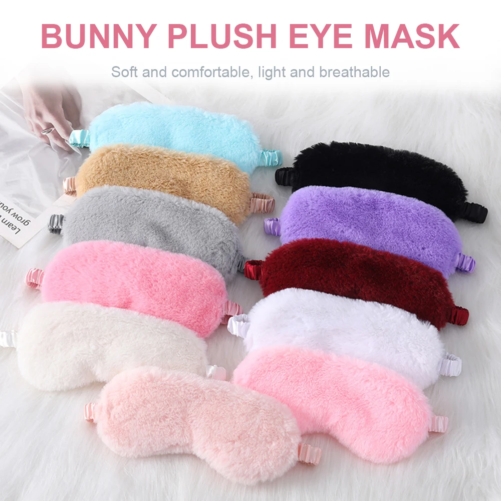 Plush Sleeping Eye Cover Sleep Mask Silk Sort Blindfold Rabbit Hair Warm Dream Night Bandage Aid Band Eyepatches Relax Travel